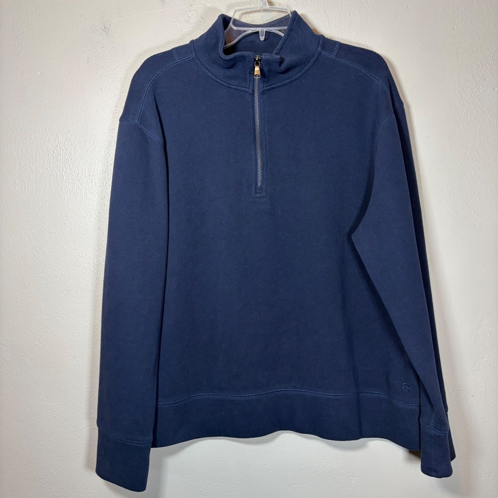 Banana Republic Mens XL Navy Blue Quarter Zip Pullover Cotton Blend Sweatshirt